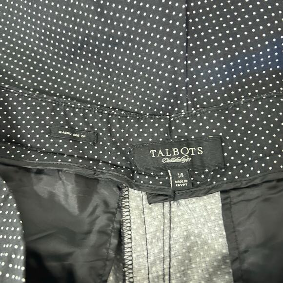 Talbots Capri Polka Dot Black White Pants 14 Women Polka Dots Classic Side Zip - Picture 8 of 10